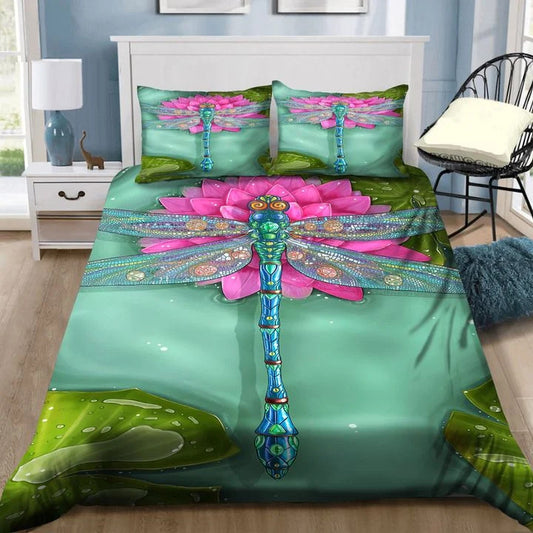 Dragonfly pink flower bedding set HG71104-HG-US Twin-Vibe Cosy™