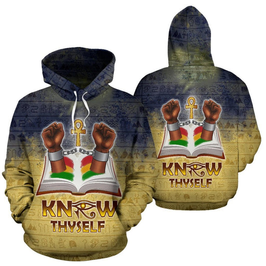 African Hoodie - Africa Black Know Thyself-ALL OVER PRINT HOODIES-HPArt-Men-S-Black-Vibe Cosy™