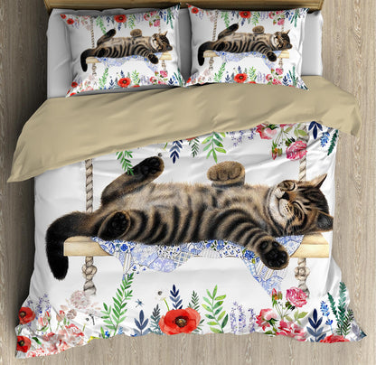 Cute Sleeping Cat Bedding Set TQH200823
