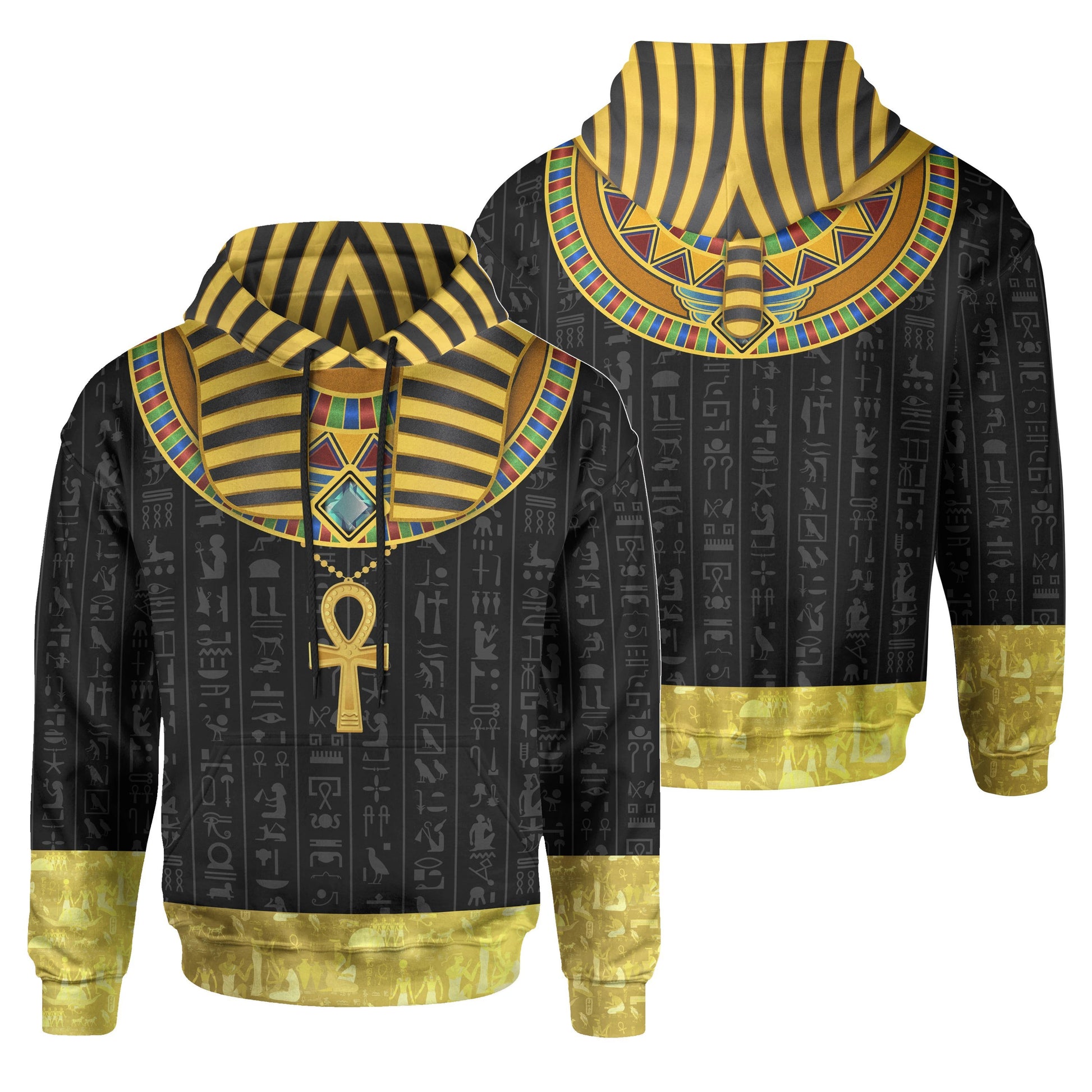 African Hoodie - Pharaoh Cosplay All Over Hoodie-ALL OVER PRINT HOODIES (A)-HPArt-Men-XXXL-Black-Vibe Cosy™