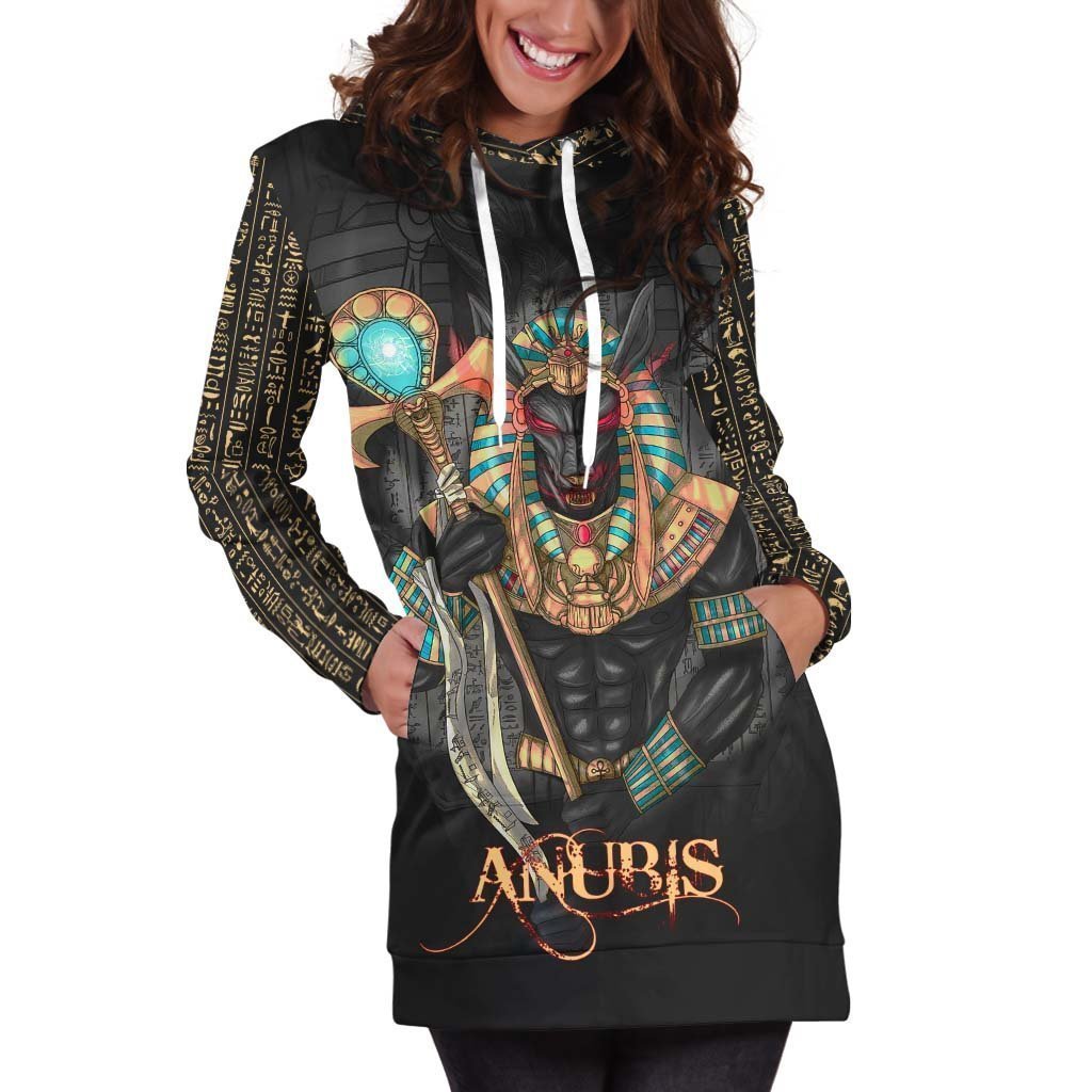All Over Printed Anubis Hoodie Dress H219B-Apparel-HbArts-Hoodie Dress-S-Vibe Cosy™