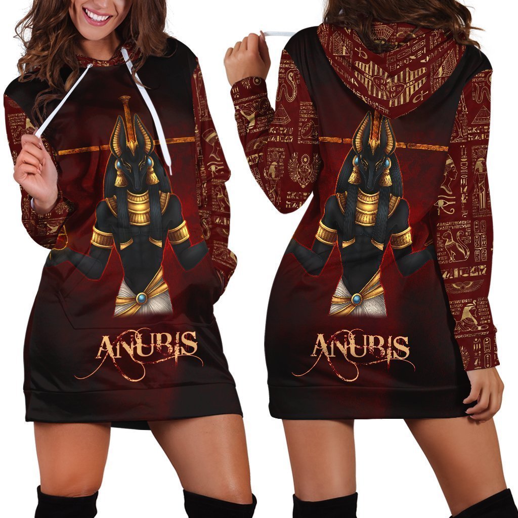 All Over Printed Anubis Hoodie Dress H330B-Apparel-HbArts-Hoodie Dress-S-Vibe Cosy™