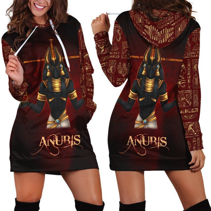 All Over Printed Anubis Hoodie Dress H330B-Apparel-HbArts-Hoodie Dress-S-Vibe Cosy™