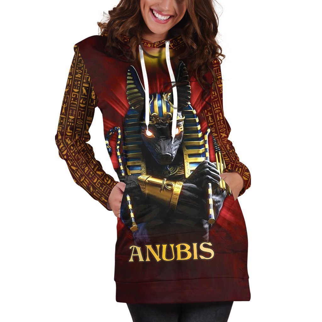 All Over Printed Anubis Hoodie Dress-Apparel-HbArts-Hoodie Dress-S-Vibe Cosy™