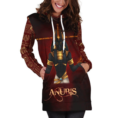 All Over Printed Anubis Hoodie Dress H330B-Apparel-HbArts-Hoodie Dress-S-Vibe Cosy™