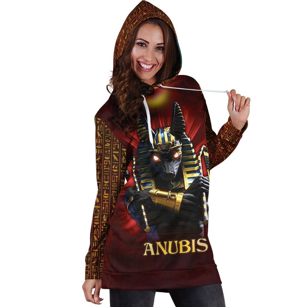 All Over Printed Anubis Hoodie Dress-Apparel-HbArts-Hoodie Dress-S-Vibe Cosy™
