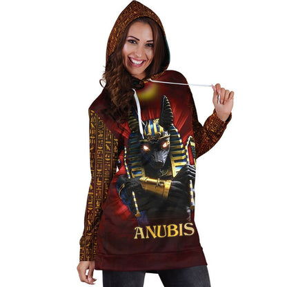 All Over Printed Anubis Hoodie Dress-Apparel-HbArts-Hoodie Dress-S-Vibe Cosy™
