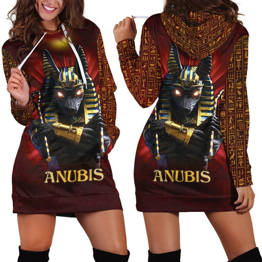 All Over Printed Anubis Hoodie Dress-Apparel-HbArts-Hoodie Dress-S-Vibe Cosy™