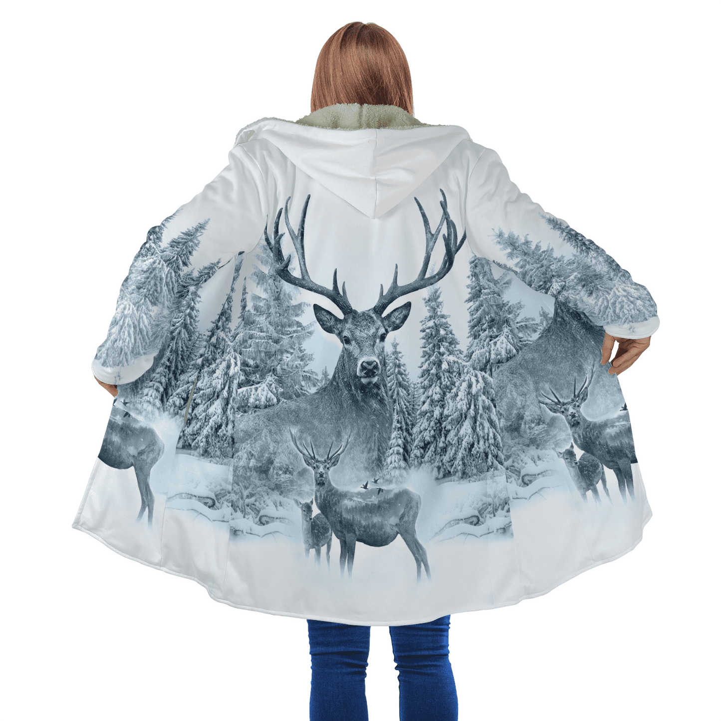 White Deer Hunting 3D All Over Printed Shirts for Women