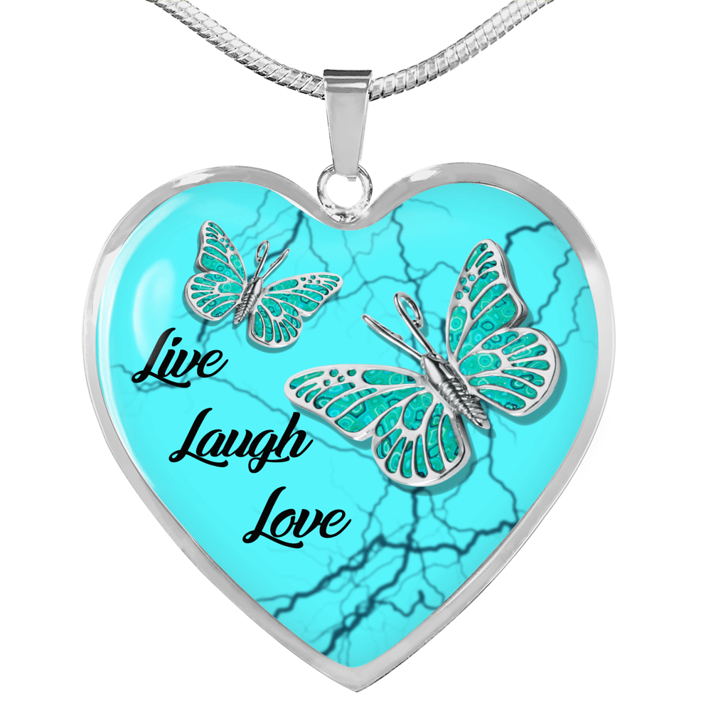 Butterfly Live Laugh Love Heart Jewelry PE4-Jewelry-ShineOn Fulfillment-Luxury Necklace (Silver)-No-Vibe Cosy™