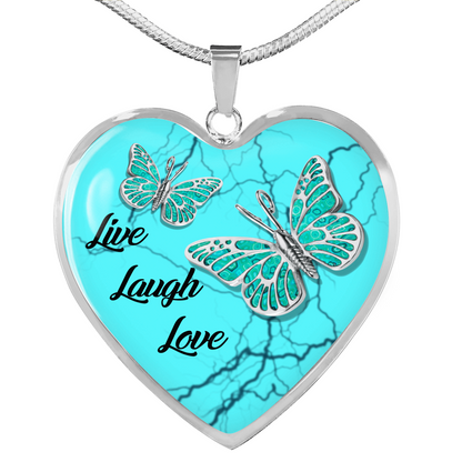 Butterfly Live Laugh Love Heart Jewelry PE4-Jewelry-ShineOn Fulfillment-Luxury Necklace (Silver)-No-Vibe Cosy™