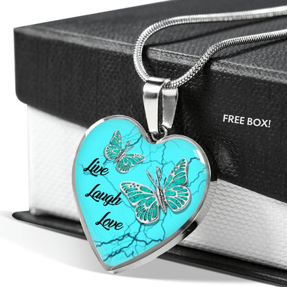 Butterfly Live Laugh Love Heart Jewelry PE4-Jewelry-ShineOn Fulfillment-Luxury Necklace (Silver)-No-Vibe Cosy™