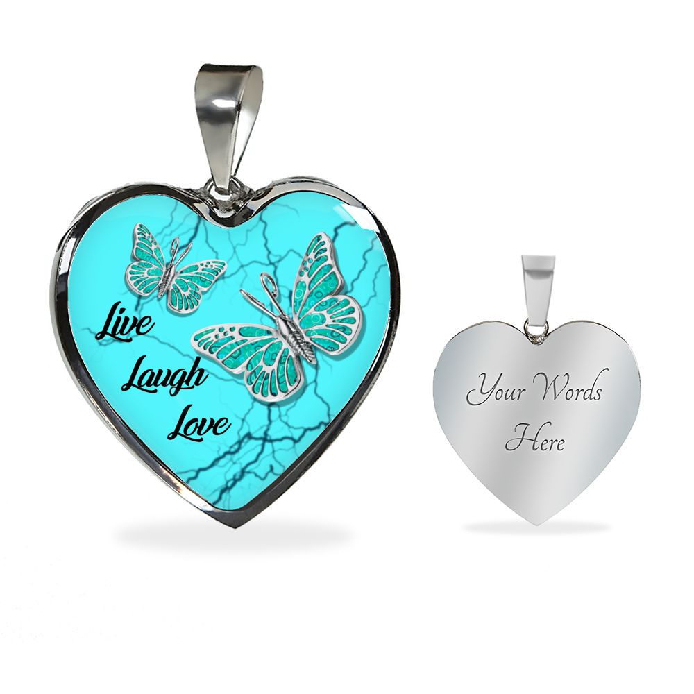 Butterfly Live Laugh Love Heart Jewelry PE4-Jewelry-ShineOn Fulfillment-Luxury Necklace (Silver)-Yes-Vibe Cosy™