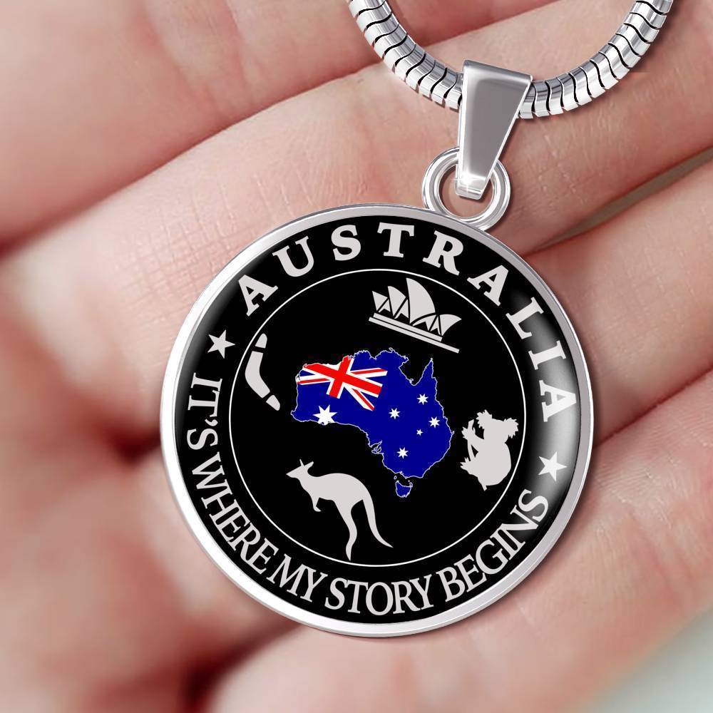 Australia It's Where My Story Begins Necklace K4-JEWELRIES-HP Arts-Luxury Necklace (Silver)-Vibe Cosy™