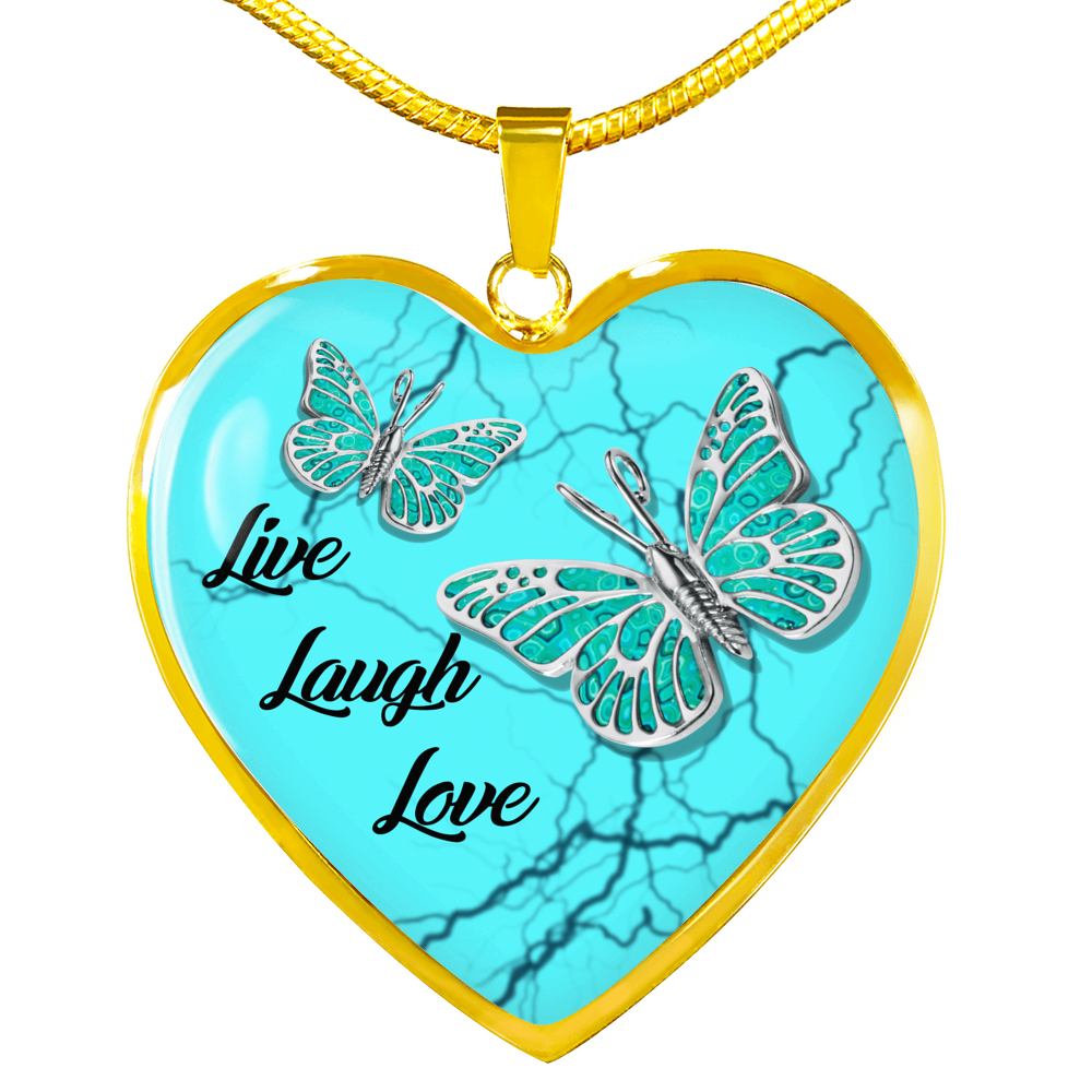Butterfly Live Laugh Love Heart Jewelry PE4-Jewelry-ShineOn Fulfillment-Luxury Necklace (Silver)-No-Vibe Cosy™