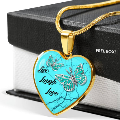 Butterfly Live Laugh Love Heart Jewelry PE4-Jewelry-ShineOn Fulfillment-Luxury Necklace (Gold)-No-Vibe Cosy™