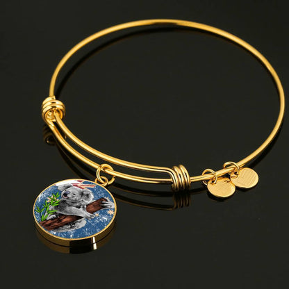 Koala Jewelry - Australia Flag Bangle NN6-JEWELRIES-HP Arts-Circle Pendant Gold Bangle-Vibe Cosy™