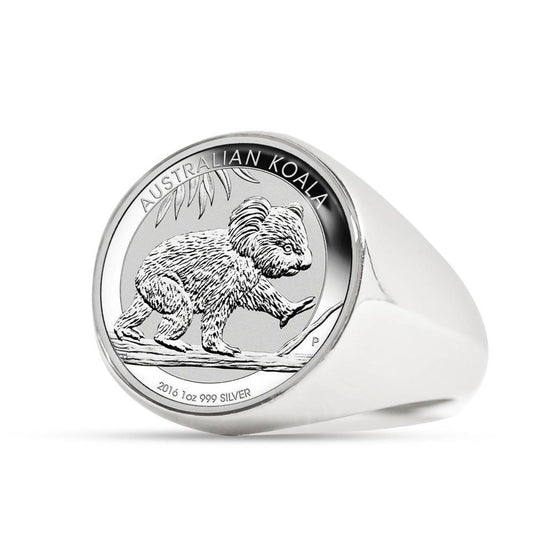 Koala Coin Ring Australia K5-RINGS-HP Arts-Stainless Steel Signet Ring-Vibe Cosy™