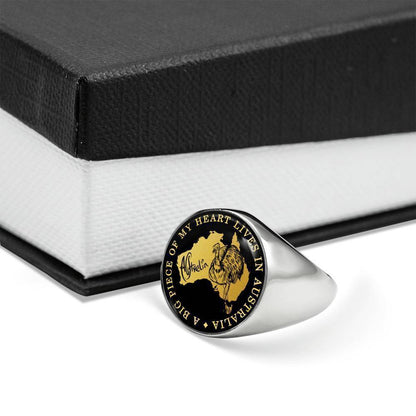 Emu Australia Ring J8-RINGS-HP Arts-Stainless Steel Signet Ring-Vibe Cosy™