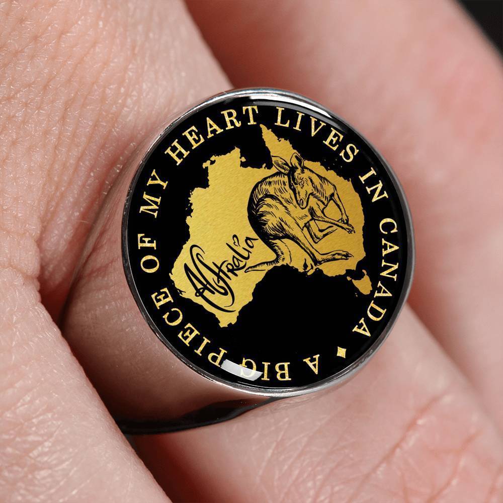 Kangaroo Australia Ring J8-RINGS-HP Arts-Stainless Steel Signet Ring-Vibe Cosy™