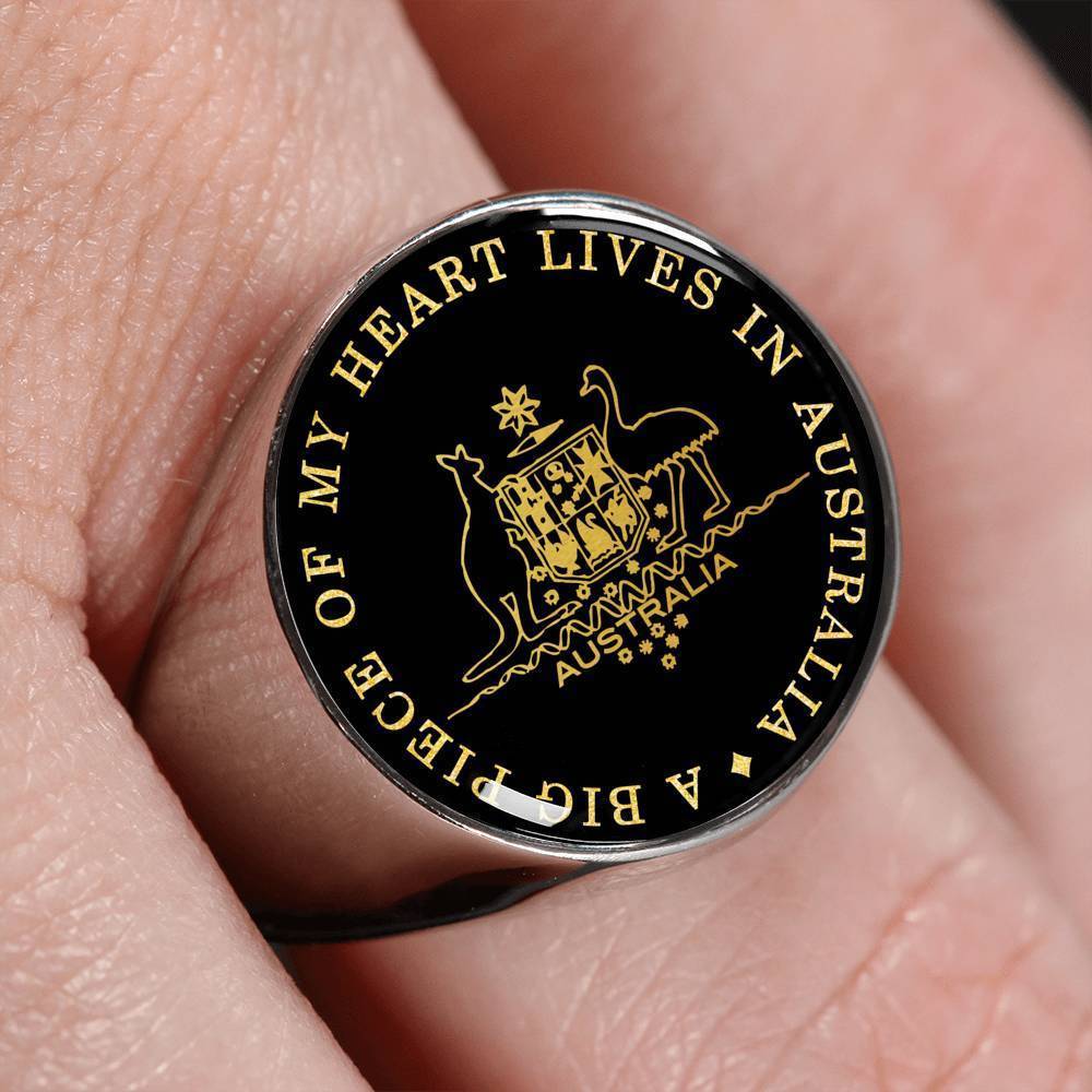 Australia Coat Of Arms Ring J8-RINGS-HP Arts-Stainless Steel Signet Ring-Vibe Cosy™