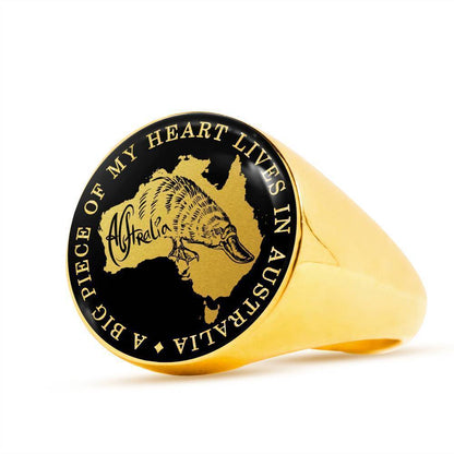 Platypus Australia Ring J8-RINGS-HP Arts-18K Gold Finish Signet Ring-Vibe Cosy™