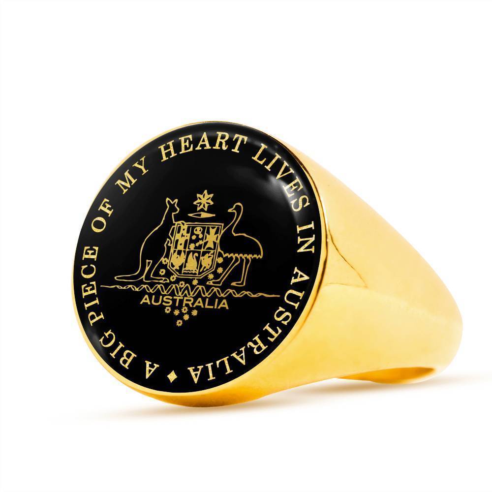 Australia Coat Of Arms Ring J8-RINGS-HP Arts-18K Gold Finish Signet Ring-Vibe Cosy™