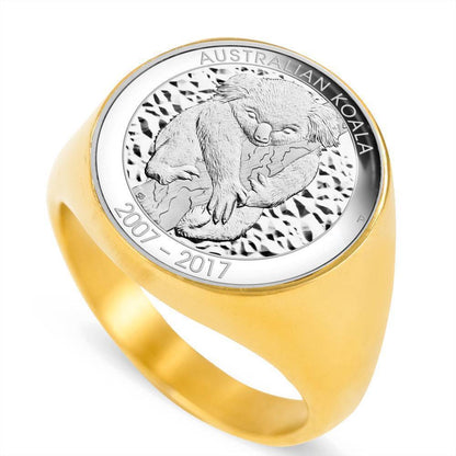 Koala Coin Ring Australia 03 K5-RINGS-HP Arts-18K Gold Finish Signet Ring-Vibe Cosy™