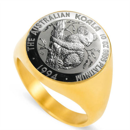 Koala Coin Ring Australia 05 K5-RINGS-HP Arts-18K Gold Finish Signet Ring-Vibe Cosy™