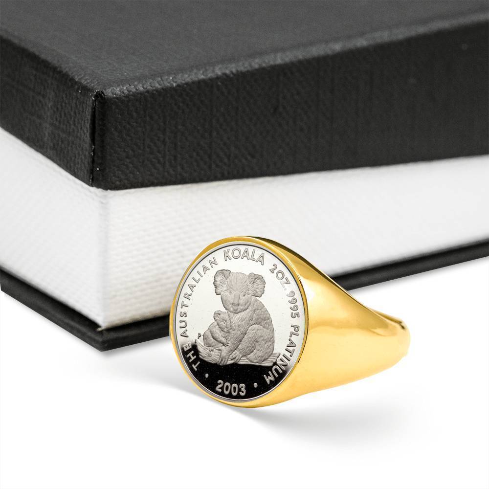 Koala Coin Ring Australia 07 K5-RINGS-HP Arts-18K Gold Finish Signet Ring-Vibe Cosy™