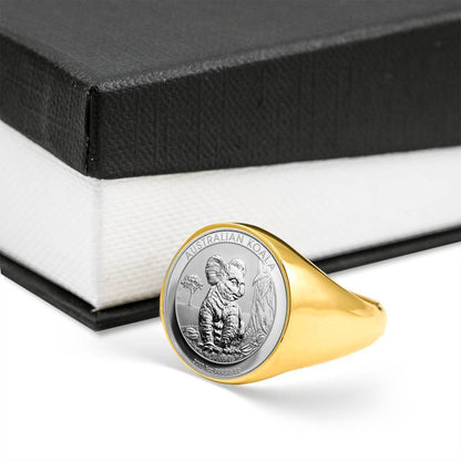 Koala Coin Ring Australia 06 K5-RINGS-HP Arts-18K Gold Finish Signet Ring-Vibe Cosy™