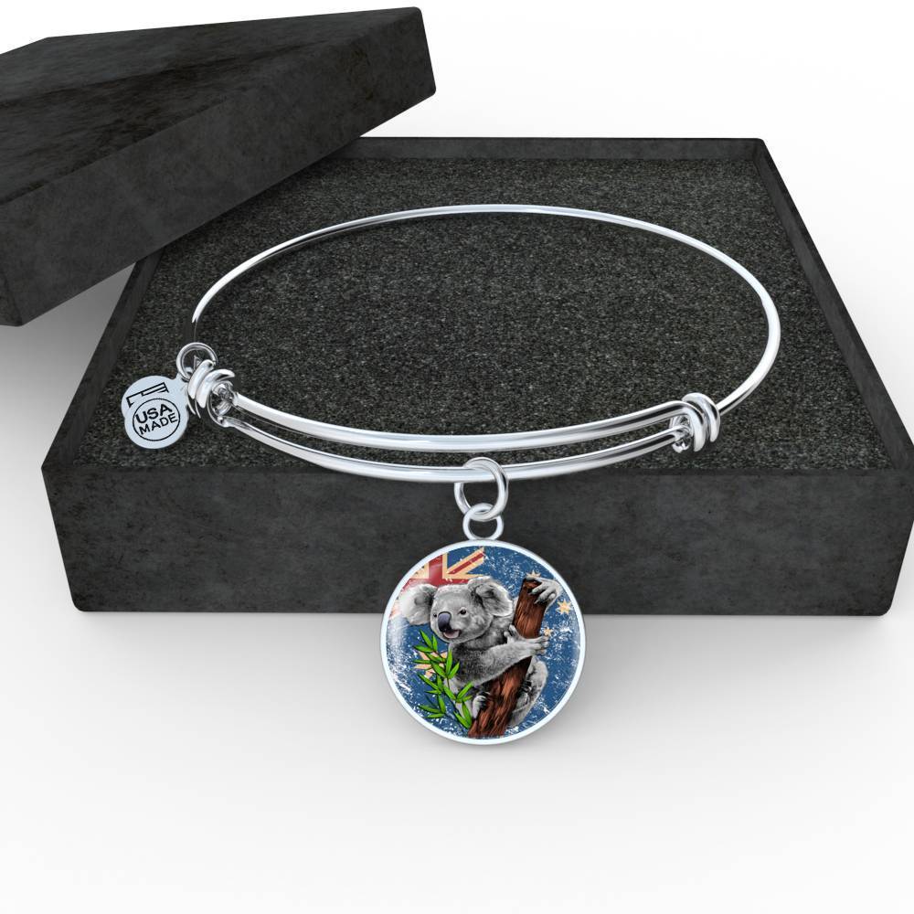 Koala Jewelry - Australia Flag Bangle NN6-JEWELRIES-HP Arts-Luxury Bangle (Silver)-Vibe Cosy™