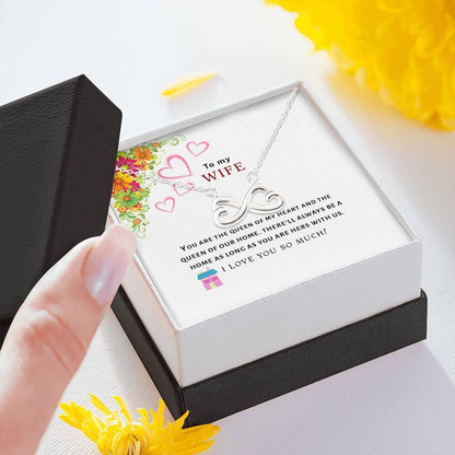 QUEEN OF MY HEART SO02 - WIFE & MOTHER - LUXURY LOVE CUBE INFINITY NL55-Jewelry-ShineOn Fulfillment-14k White Gold Finish-Vibe Cosy™