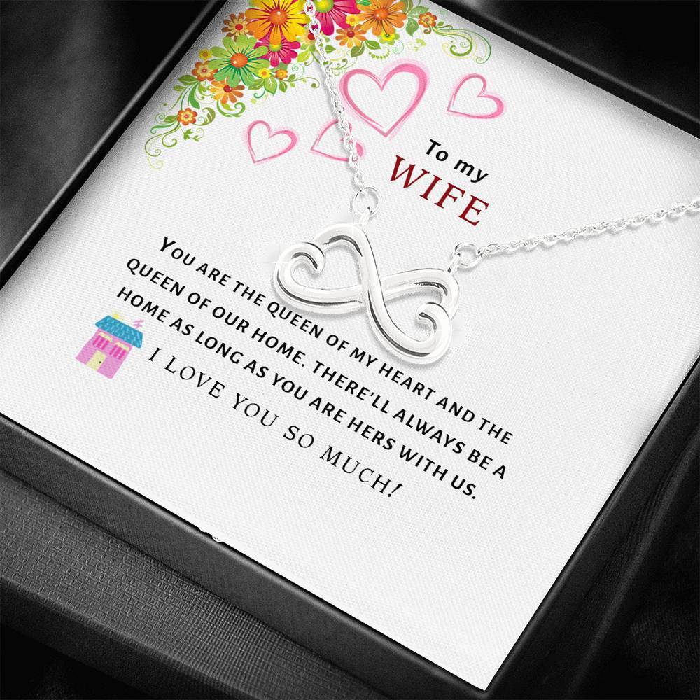 QUEEN OF MY HEART SO02 - WIFE & MOTHER - LUXURY LOVE CUBE INFINITY NL55-Jewelry-ShineOn Fulfillment-14k White Gold Finish-Vibe Cosy™
