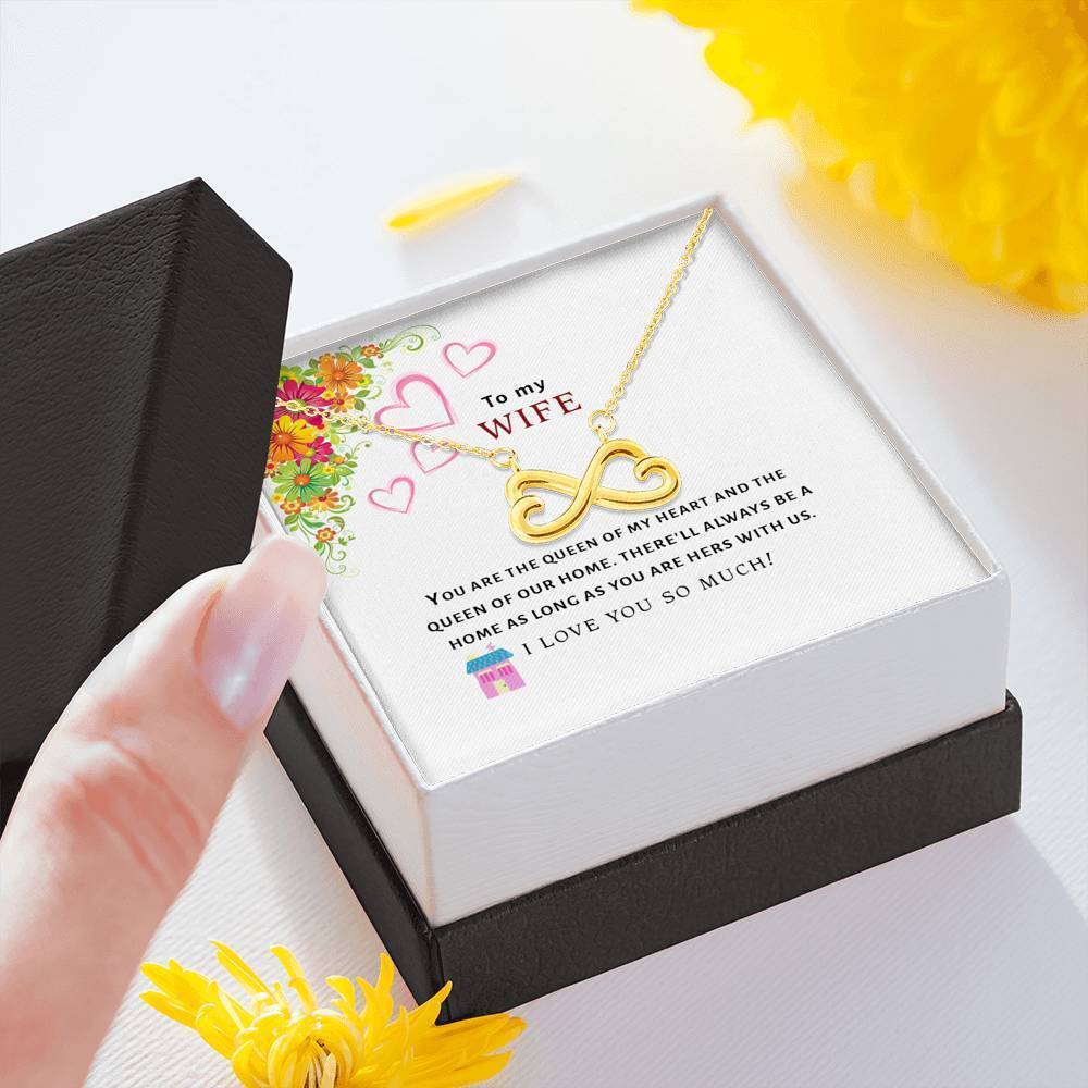 QUEEN OF MY HEART SO02 - WIFE & MOTHER - LUXURY LOVE CUBE INFINITY NL55-Jewelry-ShineOn Fulfillment-14k White Gold Finish-Vibe Cosy™