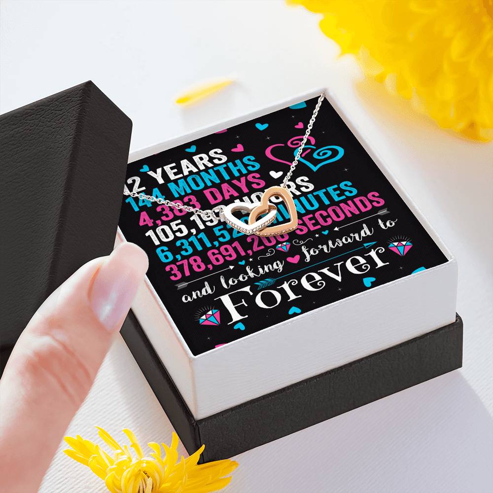 12th Wedding Anniversary 12 Years Marriage Couples Husband Wife Romantic Love Neacklace Gift