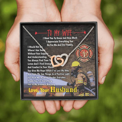 Firefighter's Wife - Interlocking Heart Necklace