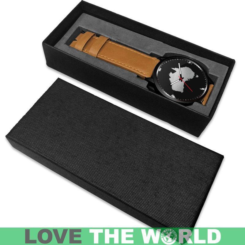 Australia Watch - Australia Cultural (Mens/Womens) Leather-Steel Watch A3-LEATHER-STEEL WATCHES-HP Arts-Mens 40mm-Brown-Vibe Cosy™