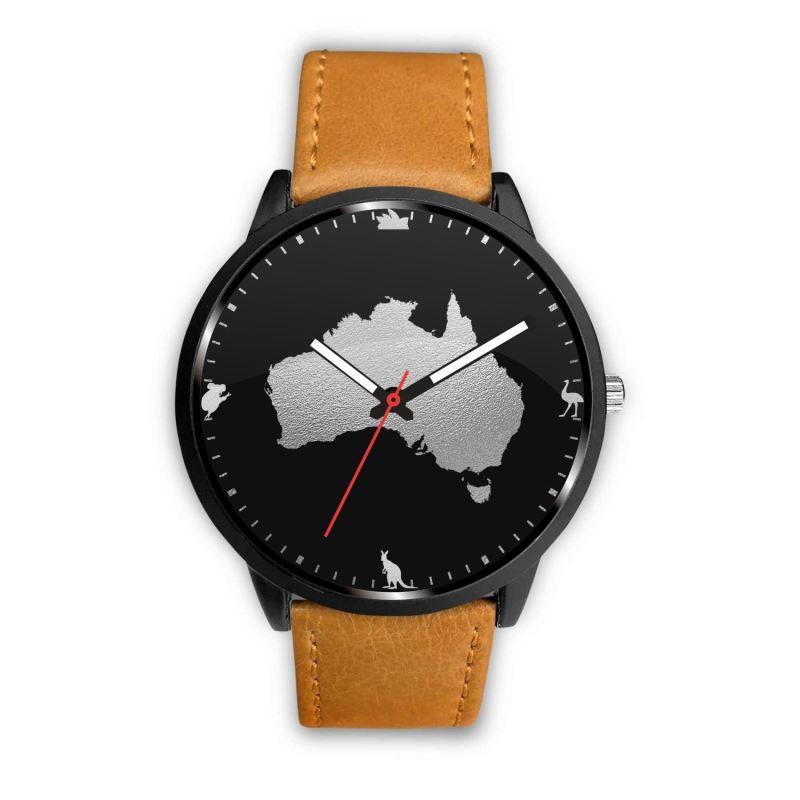Australia Watch - Australia Cultural (Mens/Womens) Leather-Steel Watch A3-LEATHER-STEEL WATCHES-HP Arts-Mens 40mm-Brown-Vibe Cosy™