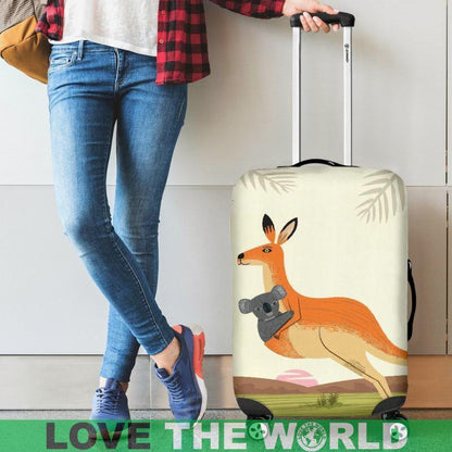 AUSTRALIA KANGAROO AND KOALA LUGGAGE COVER A1-LUGGAGE COVERS-HP Arts-Luggage Covers - KANGAROO AND KOALA LUGGAGE COVER DN1-Small 18-22 in / 45-55 cm-Vibe Cosy™