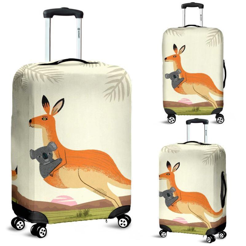 AUSTRALIA KANGAROO AND KOALA LUGGAGE COVER A1-LUGGAGE COVERS-HP Arts-Luggage Covers - KANGAROO AND KOALA LUGGAGE COVER DN1-Small 18-22 in / 45-55 cm-Vibe Cosy™