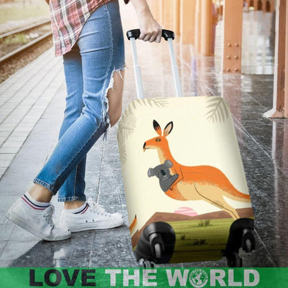 AUSTRALIA KANGAROO AND KOALA LUGGAGE COVER A1-LUGGAGE COVERS-HP Arts-Luggage Covers - KANGAROO AND KOALA LUGGAGE COVER DN1-Small 18-22 in / 45-55 cm-Vibe Cosy™