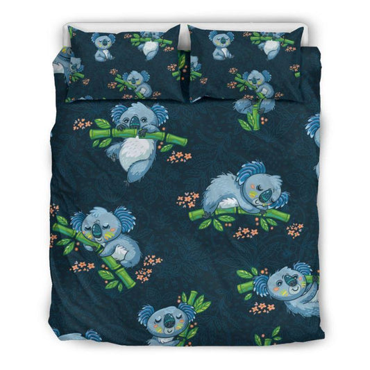 AUSTRALIA KOALA 001 BEDDING SET H4-BEDDING SETS-HP Arts-Bedding Set - Black - AUSTRALIA KOALA-Queen/Full-Vibe Cosy™