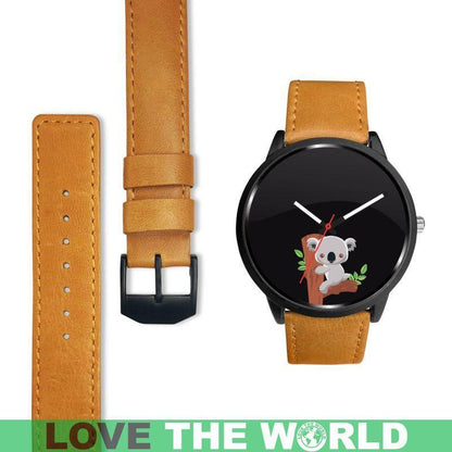 AUSTRALIA KOALA 02 LEATHER/STEEL WATCH H5-LEATHER-STEEL WATCHES-HP Arts-Mens 40mm-Brown-Vibe Cosy™