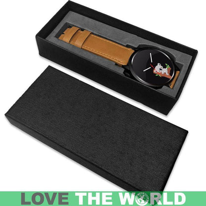 AUSTRALIA KOALA 02 LEATHER/STEEL WATCH H5-LEATHER-STEEL WATCHES-HP Arts-Mens 40mm-Brown-Vibe Cosy™