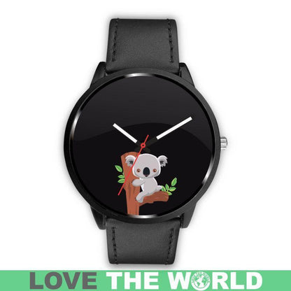 AUSTRALIA KOALA 02 LEATHER/STEEL WATCH H5-LEATHER-STEEL WATCHES-HP Arts-Mens 40mm-Black-Vibe Cosy™