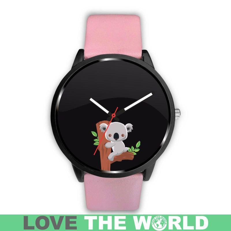 AUSTRALIA KOALA 02 LEATHER/STEEL WATCH H5-LEATHER-STEEL WATCHES-HP Arts-Mens 40mm-Pink-Vibe Cosy™