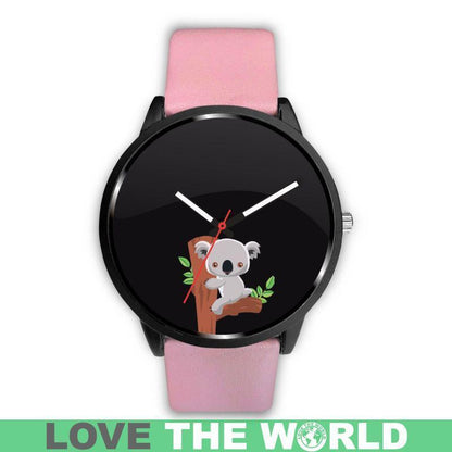 AUSTRALIA KOALA 02 LEATHER/STEEL WATCH H5-LEATHER-STEEL WATCHES-HP Arts-Mens 40mm-Pink-Vibe Cosy™