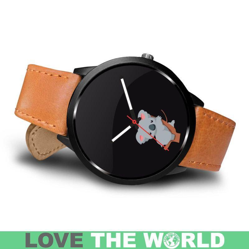 AUSTRALIA KOALA 04 LEATHER/STEEL WATCH H5-LEATHER-STEEL WATCHES-HP Arts-Mens 40mm-Brown-Vibe Cosy™