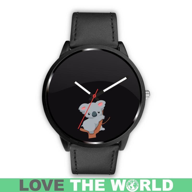 AUSTRALIA KOALA 04 LEATHER/STEEL WATCH H5-LEATHER-STEEL WATCHES-HP Arts-Mens 40mm-Black-Vibe Cosy™